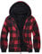 geeksport Veste Polaire Homme à Capuche Sweats Flanelle à Carreaux Zippé Veste Chemise Chaude Doublé Sweat-Shirt Avec Poches Pour D'automne D'hiver 0569 Rouge L