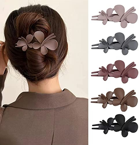 Ypkia Lot de 5 grandes pinces à cheveux en forme de papillon mat pour femme et fille - En forme de bec de canard