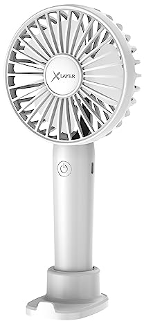 Xlayer Mini ventilateur manuel I Ventilateur de table I Rechargeable I Ventilateur portable silencieux I 3 vitesses I Mini ventilateur pour voyage, bureau, festival, camping I Cadeaux pour femmes