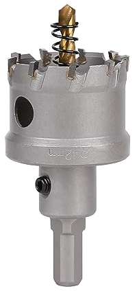 Vearter 42mm Hartmetall Lochsäge, Lochbohrer Bohrer mit Zentrierbohrer, Hartmetallbohrer für Metall, Edelstahl, Baustahl, Aluminium, Kupfer, Eisen, Kunststoff, Glasfaser