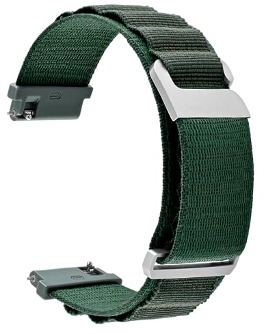 WOCCI 20mm Nylon Uhrenarmband, Verstellbares Sport Armband, Silberne Schnalle (Grün)