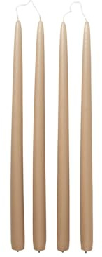 Broste Copenhagen Smooth getauchte Kerze Walnut 38cm 4er Set