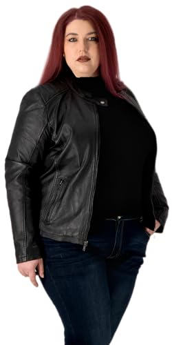 URBAN 5884 Damen Lederjacke RILEY, Echtes Lammfell Jacke für Plus Size Langlebig und weich im Griff, Schwarz, 50