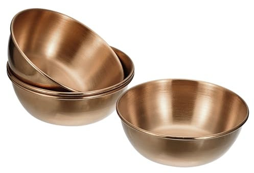 sourcing map Stainless Steel Dishes, 4pcs Metal Bowls Serving Dishes Condiment Cups for s, Rice, Ice Cream, Rose Gold