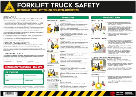 Forklift Truck Safety Workplace Poster, Easy To Read Information Guide, Made From Anti Scuff Laminate PVC, W594mm x H420mm