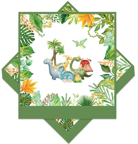 Wnddle 40 Stück Dinosaurier-Serviette, Servietten, Dino Servietten Kindergeburtstag Dino Geburtstag Deko, ervietten Geburtstag, für Geburtstage, Party, Servietten Happy Birthday party dekorationen.