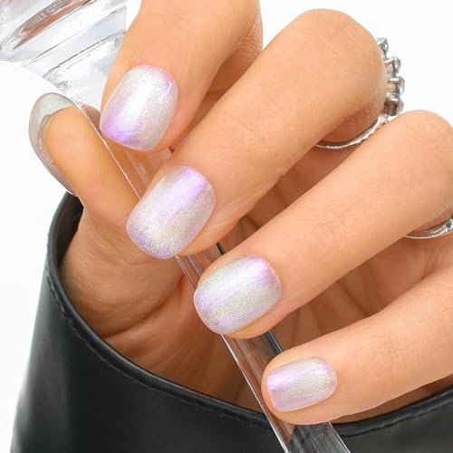 Sethexy Cat Eye Short Square Handmade Press On Nails Gradient Yellow Glossy False Nails with Design 20PCS Full Cover Art Fake Nail for Women and Girls (3)