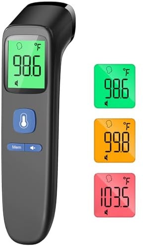 No-Touch Forehead Thermometer for Adults, Infrared Digital Baby Thermometer for Kids, Accurate Reading with Large Display, Mute Mode, Memory Recall, Fever Alarm