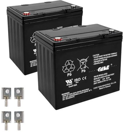 Casil 12V 50Ah SLA AGM Deep Cycle Rechargeable Replacement Battery 2 Pack (Internal Thread Terminal)