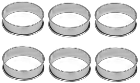 GIONAR Crumpet-Ringe, 10 mm, antihaftbeschichtet, Kochringe aus 304 Edelstahl, Former für Mousse, Spiegelei, Muffin, Torte, Gebäck (10 mm), 6 Stück