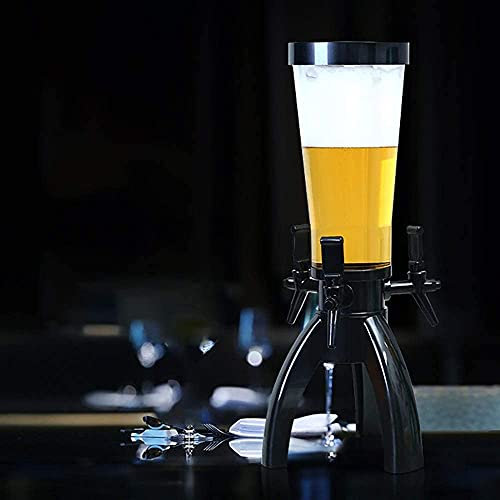 UNbit Bierturmspender, Getränkespender Bierspenderturm Bierspender-Kit mit 3 Zapfhähnen Getränkespender for Partys for Partys (Color : Black)