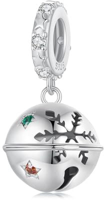 NINGAN 925 Sterling Silber Anhänger Weihnachtsglocke Anhänger für Frauen Armband Halskette Charm Neujahrsgeschenk