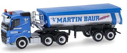Herpa LKW Modell Volvo FH FD Thermomulden-Sattelzug Martin Baur (Baden-Württemberg/Ertingen-Binzwangen), Miniatur im Maßstab 1:87, Sammlerstück, Made in Germany, Kunststoff