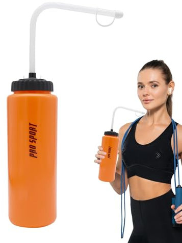 Squeeze-Wasserflaschen – Sicherheits-Wasserwaschflaschen, 1 Liter | Fußball-Wasserflasche | Box-Quetschflasche mit langem Strohhalm, Quetsch-Gießkanne, Quetsch-Gießkanne für Fitness, Radfahren, Laufen