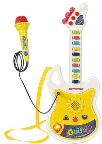 Toddler Guitar, Musical Instruments Toys for Toddlers 1-3, Kids Electric Guitar with Microphone & Piano Set- Montessori Karaoke Music Toys for 3 4 5 6 Year Old Boys Girls Pretend Play Gifts