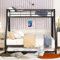 TIZZ Litera con escalera en ambos lados para niños, adolescentes, cama de metal con cama extraíble, para adultos, fácil de montar, 90 (140) x 200 cm (negro)