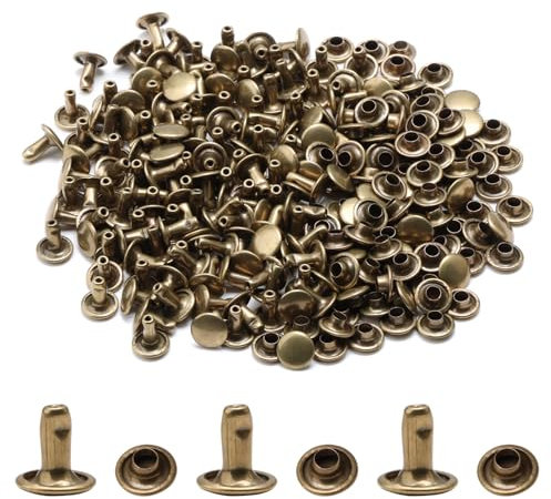 Lot de 100 rivets en cuivre antique 8 x 8 mm pour cuir, sacs, meubles, double face en fer plaqué électrique, bricolage, bricolage, 8 mm de diamètre, rivets métalliques pour artisanat et réparation
