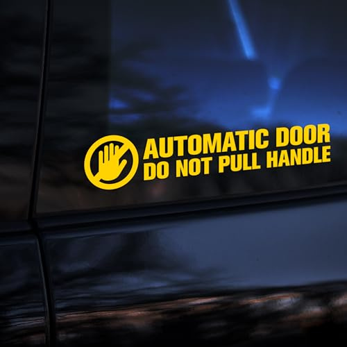Automatic Door Do Not Pull Handle Car Caution Safety Sticker, Taxi, Coach Van Vinyl Decal Sticker Car Window Bumper Sticker, Business Van Sticker, Business Sign Vehicle Sticker, 170mm