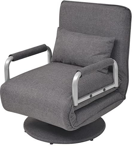 Homgoday Drehsessel mit Schlaffunktion Loungesessel, Designsessel Ruhesessel Relaxsessel für Wohnzimmer Empfang Dunkelgrau Stoff
