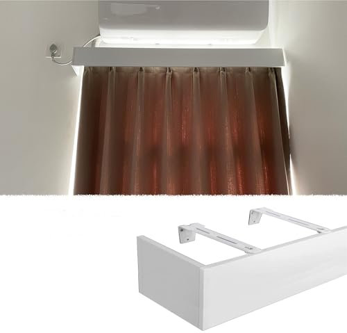 Gardinenschiene Verdunkelung Gardinenpaneel Kasten, Weiße, Lange Vorhangschienen Und Gesimsleisten, Deckenhalterung/ Wandbefestigung Rollo-Volant Ohne Schienen, Schlafzimmer(Wall mount,4.2m(13.8 ft))