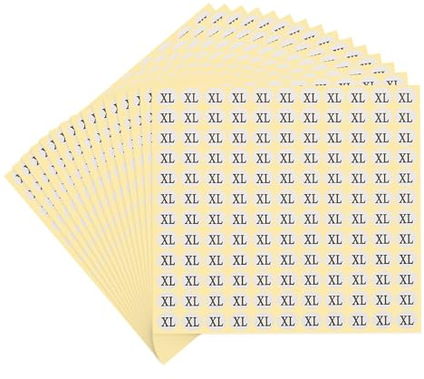 PATIKIL 15 Blätter 1980 Stück Kleidungsgrößen Aufkleber XL, 1.3cm, Rund, Selbstklebende Klebeetiketten, Größenetiketten, Etiketten für Kleidung, Weiß, Schwarz