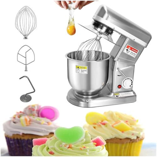 ZEEKYFOR Batteur sur Socle électrique en Acier Inoxydable, Mixeur de Cuisine Professionnel pour œU.S, Lait, Pâte, Gâteaux, Crème, Pain, 3 Vitesses Réglables,10L/9.1qt