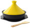 HAJHI Tajine Terracotta Marocchina per Cucinare Ceramica Pentola Tajine con Coperchio Base per 2-3 persone per Gas Forno Risparmio Energetico(Giallo)