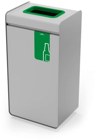 DURABLE - Borne de tri sélectif DURASORT - Collecteur de tri pour le verre - Borne 55L - Seau intérieur amovible - Ouverture push-to-open - En acier - Pictogramme inclus - Vert - 1 pièce - 321205