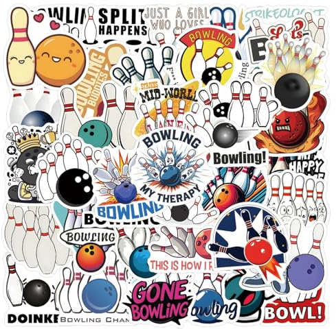 LYunMu Bowling Aufkleber 50 Stücke Niedlich Deko für Auto Laptop Skateboard Fahrrad Moped Motorrad Fahrrad Computer,Geeignet für Erwachsene Bowling ästhetisch Sticker Set
