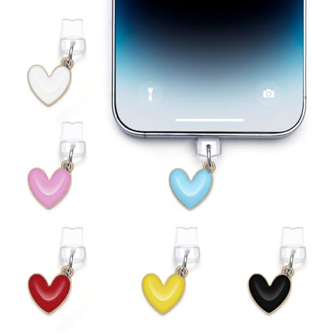 BORLTER CLAMP 6-Stück Staubschutz-Anhänger-Set, Love Handy-Staubschutzstecker, für iPhone oder iPad Lightning-Ladeanschluss