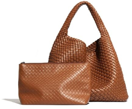 Kiepoar Handtaschen Geflochten für Damen, Große Ledertasche Schultertaschen mit Wallet für Arbeit Schule Reise