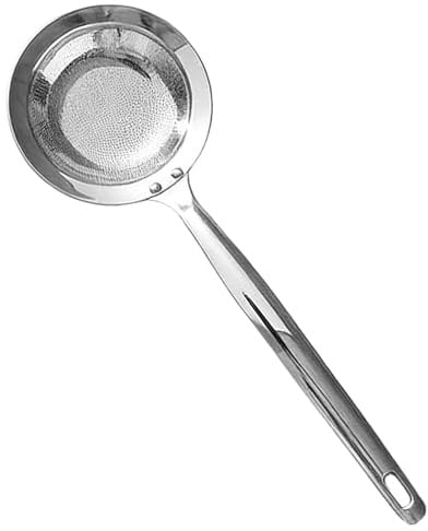 Cuchara para espumar grasa - Acero inoxidable profesional, filtro con mango largo, ideal para cocinar salsa de caldo, freír alimentos, malla fina, perfecta para quitar grasa de espuma, jarra de sopa y