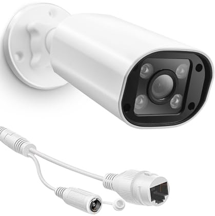 Plyisty Telecamera di Sicurezza da Esterno da 4 MP, Telecamera IP POE con Rilevamento Umano AI, Visione Notturna 4K Ultra HD, Infrarossi da 30 M, Resistente Alle Intemperie IP66