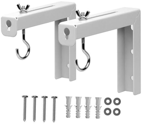 DOITOOL Metal Projector Screen Wall Mount Brackets Universal Projector Shelf for Wall 2pcs with Stable Support and Easy Installation White for Presentations and Classrooms