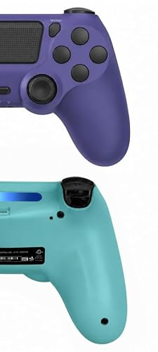 Satevol 2 Pack Controller Wireless, Controller di gioco compatibile con P4/Pro/Slim/PC,Gamepad Joystick per P4 con Pulsante Turbo/Posteriore/Doppia Vibrazione/6 Assi Giroscopio (Rosso viola + Blu)
