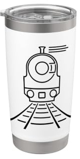 Eisenbahn Comic Look Trainspotter Schienenverkehr Doppelwandiger Edelstahl-Thermobecher