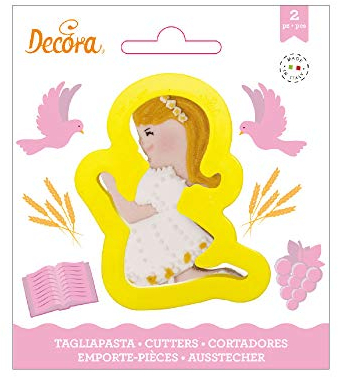 DECORA COUPOIR Communion Petit FILLE 0803038 Cortador COMUNION Chica 8,5 X 6 X 2 H CM, Amarillo, 8,5 x 6 x 2 cm