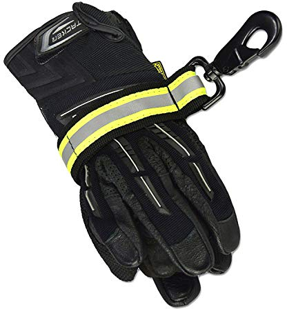 Wommty Strapazierfähiger, reflektierender Feuerwehrmann-Handschuh mit Knopf, Schwarz, 2 Stück, Dark, Rechts, Schutzhandschuh