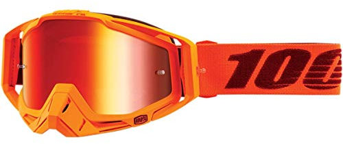 100% Racecraft - Occhiali da sole da uomo, con lenti a specchio, taglia unica, colore: Rosso