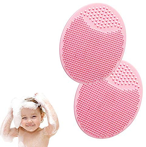 Cradle Cap Bath Brush and Comb Baby Shower Brushes Set,Facial Cleansing Brush for Blackhead Remover,Silicone Scalp Massaging Brush (Pink)