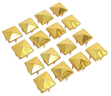 WedDecor 100pcs Square Pyramid Rivets 8mm Gold Punk Nail Head Studs Four-Jaw Studs Spikes Metal Leather Rivets for Decorating Belts, Bags, Shoes, Leathercrafts, Punk & Goth Fashion Accessories