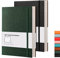 Taccuino a Righe con Copertina Morbida da 2 pezzi - B5 19 x 25 cm Blocco note Grandi con Penna Loop, 408 pagine numerate, g/m² Carta Premium, Segnalibro, Chiusura Elastica,Tasche Interne (Nero, Verde)