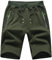 JustSun Kurze Hosen Herren Shorts Sommer Kurze Jogginghose Baumwolle Sweat Sport Shorts mit Reißverschluss Grün L