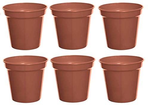 6 Large Plastic Plant Pots 25cm 10 Inch Vegetable Cultivation Terracotta Colour