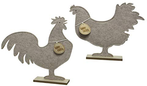 Kaemingk Hahn und Henne stehend aus Filz 2er Set