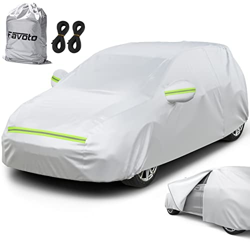 Favoto Bâche Voiture Exterieur Housse de Protection PEVA Couverture Imperméable Auto, Ouverte Latérale pour Cabine, Doublure en Coton Respirant, Anti UV Neige Poussière pour À Hayon 400x165x155cm