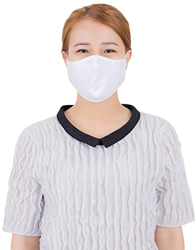 Lofbaz Tissu De Coton De Masque Facial En Tissu Avec Poche De Filtre Lavable Réutilisable (Blanc - Paquet de 3, Adulte L)