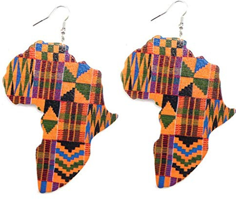 Lankater 1 Paar Ohrringe Aus Holz Afrikanischer Karte Schmuck Ethnic Art-ohrring-Tropfen-Ohrringe Für Frauen Mädchen
