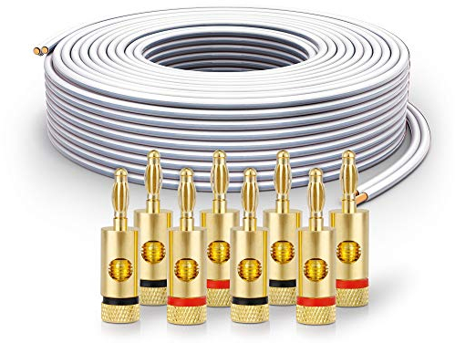 PureLink Speaker Cable OFC 2 x 2.50 mm² (0.20 mm) 20.0 m White Set of 8 Banana Plugs