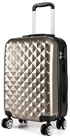 KONO Reisekoffer Handgepäck Koffer 4 Rollen Zwillingsrollen Hartschalenkoffer Handgepäck Trolley Klein 55cm & 31 Liter ABS+PC (Golden-Upgrade)